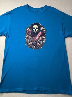 Gildan Michael Myers Horror Halloween Shirt Blue Mens Large Horror Graphic